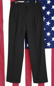 HAGGAR Men's 32 x 32(31) Gray Striped Expandable Waist Wool Blend Dress Pants - Picture 1 of 11