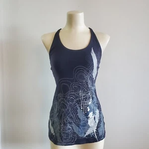 Lole W S Racerback Athletic Tank Top Black W/ Silver, White Geometric Print A209 - Picture 1 of 12