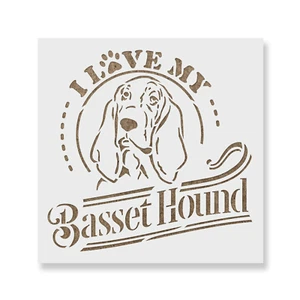 I Love My Basset Stencil - Durable & Reusable Mylar Stencils - Picture 1 of 5