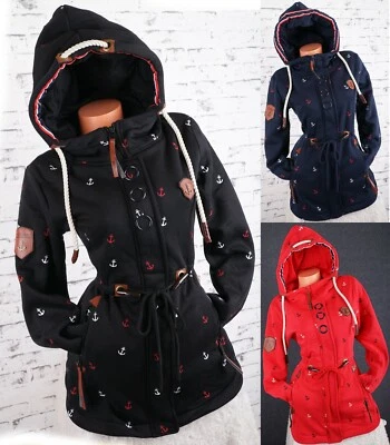 Damen Mantel Sweat Parka Jacke Kapuze warm Fleece gefüttert Hoodie M L XL 2XL - Bild 1 von 4