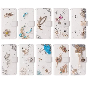 Diamond Flip White Wallet Phone Case Cover For Google Pixel LG Wiko Lenny 4 Y60 - Picture 1 of 22
