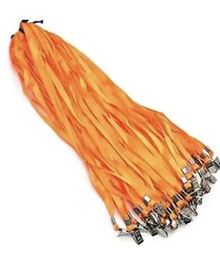 100 Pack 34 Premium Orange Lanyards Bulldog Clips Bulk Nylon Flat New w/ Tags - Picture 1 of 4