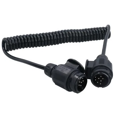 Trailer Light Electrics Extension Lead Curly Cable 3m 13 Pin 8 Pin Plugs Male - Image 1 of 4