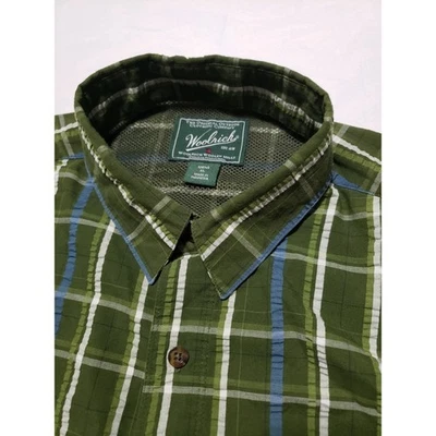 Camisa de Pesca Woolrich Para Hombres XL a Cuadros Texturizada Ventilada S/S Abotonada Rayas Verdes Foto 1 de 4
