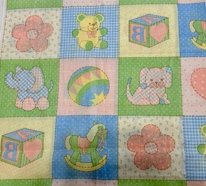 VINTAGE Children’s Patchwork: Dog, Heart, Rocking Horse… 2 YDS x 44” - Picture 1 of 2