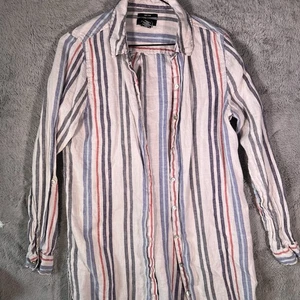 Camisa Jones New York para mujer a rayas 100 % lino multicolor talla pequeña cubierta de playa - Imagen 1 de 6