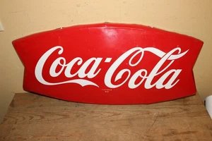 Vintage 1964 Coca Cola Soda Pop 26" Embossed Metal Die Cut Fishtail Sign - Picture 1 of 13