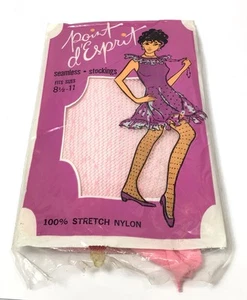 Vintage Point d’Esprit nahtlose rosa Strümpfe Größe 8,5-11 - Bild 1 von 4