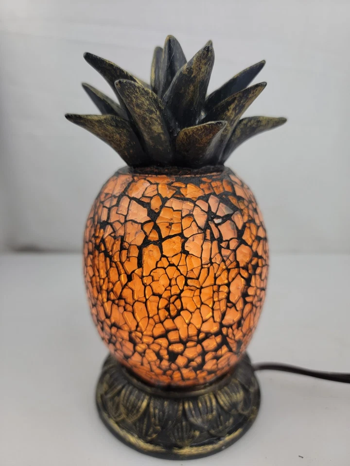 Lámpara de mesa decorativa de vidrio craquelado mosaico piña superior de resina de 7" Foto 1 de 4