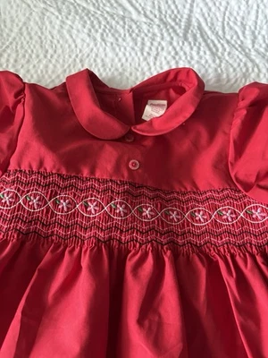 Vintage OshKosh B'Gosh Red smocked Dress Size 6 Made in USA  short Sleeve - Image 1 of 3