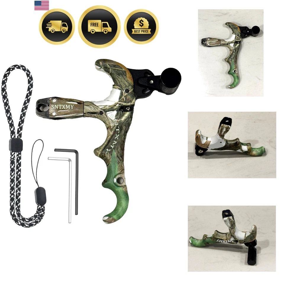 Archery Thumb Release for Compound Bow 360° Rotatable Trigger Adjustable Camo - Image 1 of 4