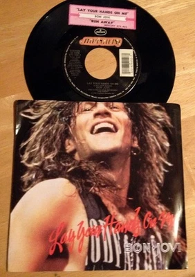 Bon Jovi 45 Lay Your Hands On Me / Runaway (live) w/ts  w/PS - Image 1 of 4