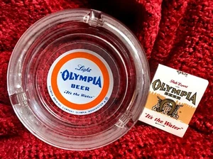 Olympia Light Bierglas Aschenbecher & volles Streichholzheft Olympia Wash. Top - Bild 1 von 2