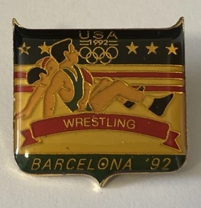 "Pin de tachuela de solapa ancha de 1"" tono dorado de los Juegos Olímpicos de Estados Unidos Barcelona 1992" - Imagen 1 de 4