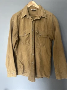 Vintage Duxbak Long Sleeve Button Up Shirt Tan XL Chamois Like {jjj} - Picture 1 of 9