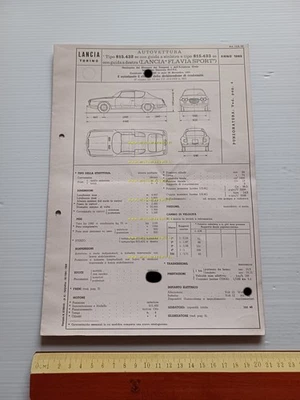 Lancia Flavia Sport 1965 scheda omologazione DGM Motorizzazione Facsimile - Immagine 1 di 4