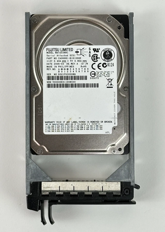 Fujitsu MAY2036RC 36GB 10K SAS 3Gbps SFF 2.5" Hard Drive HDD Dell Tray - Image 1 of 4