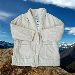 Chaqueta pesada acolchada crema para mujer Zara talla L nueva con etiquetas - Imagen 1 de 8