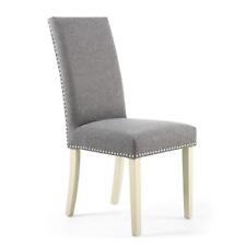 Grey Linen Effect Stud Detail Cream Legs Dining Chairs (Price Per Chair) ROCCO