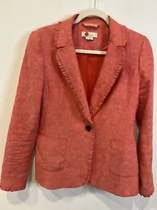 Boden Womens Blazer Size 8 Jacket Coral Ruffle Detail Boho Cottage Core - Picture 1 of 10
