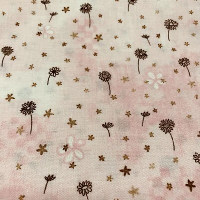 Bella Baby Floral Fabric By Michele D' Amore For Marcus Fabrics Pink Brown 1+Yds - Image 1 of 4