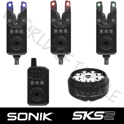 Juego de alarma por mordida Sonik SKS2 receptor luz bivvy 2 o 3 cañas pesca de carpa 2023 Foto 1 de 4