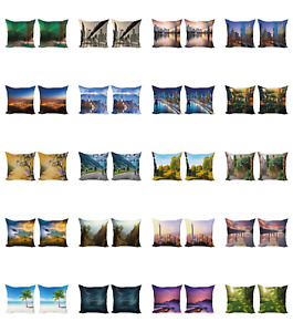 Ambesonne Landscape View Cushion Cover Set of 2 for Couch and Bed in 4 Sizes
