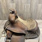Vintage Old Western Antique Leather Horse Saddle 16” Stamped 353 Barrel Saddle