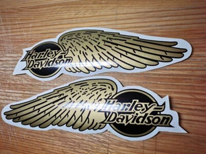 Harley Davidson wings gold fuel tank decal set X2 vinyl stickers stickers ステッ� - Picture 1 of 10