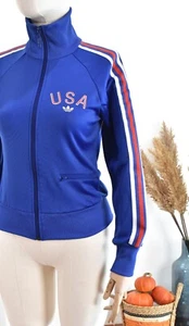VINTAGE ADIDAS ORIGINALS Women's USA Team Track Top Jacket Trefoil Blue 8/XS - Picture 1 of 10