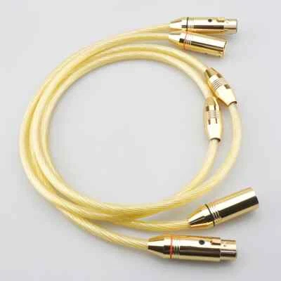 Pair Silver Plated OCC Copper Wire Gold Plated Plug HiFi Interconnect XLR Cable - Image 1 of 4