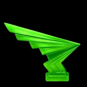 Sculpture 1930' H.Hoffmann Car Mascot ' Flesh ' Art Deco Green Uranium Glass - Picture 1 of 3