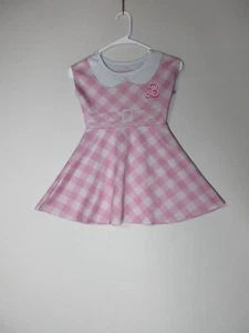 Barbie Girls Check Print Stretch Round Neck Summer Dress Sleeveless Size S Pink - Picture 1 of 7