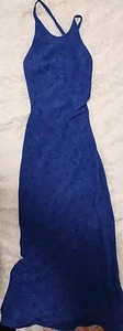 Y2K Jump Apparel Dress Maxi Royal Blue With Glitter - Picture 1 of 8