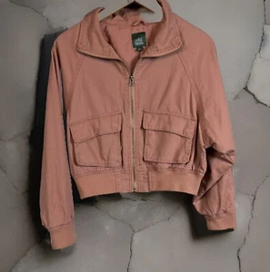 WILD FABLE WOMENS DUSTY ROSE CROPPED FULL ZIP UTILITY JACKET SZ S NEW W TAGS - Picture 1 of 6