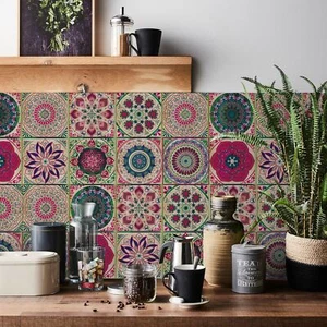 24PCS Moroccan Tile Stickers Kitchen Bathroom Self-adhesive Wall DIY Decorations - Picture 1 of 79