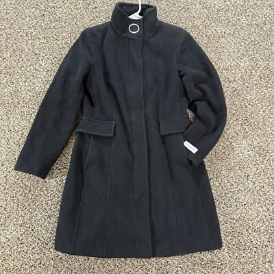 Casaco Calvin Klein suporte colarinho andador forrado lã zíper botões bolsos pequeno - Imagem 1 de 4