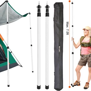 2PCS Adjustable Telescopic Tarp Poles Replacement Canopy Camping Awning Tent Rod - Picture 1 of 13