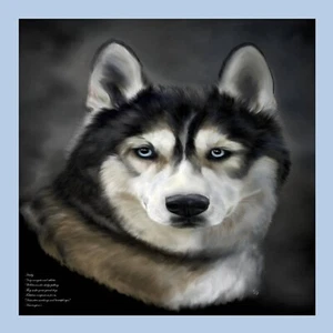Hems enrollados a mano bufanda de seda azul husky perro 90 cm x 90 cm - Imagen 1 de 6