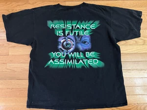 VTG 1996 Star Trek First Contact Men Black T Shirt Resistance is Futile Sz XXL - Picture 1 of 5