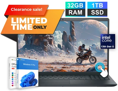 2025 Dell Inspiron 15.6" Laptop 13th Gen Intel i5 32GB RAM 1TB SSD Pro Office - Image 1 of 4