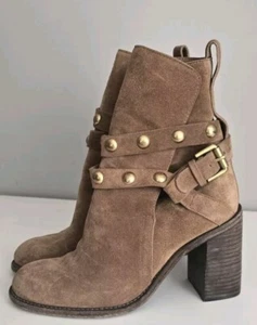Botas de moto de gamuza tostada SEE by Chloe talla 36,6/6  - Imagen 1 de 14