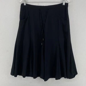 EILEEN FISHER Skirt XS Silk Georgette Crepe A-Line Zip Back Drawstring Black - Picture 1 of 18