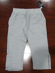 LOVEMOOD Gray WOMEN 3 Quarter Sweat PANTS Jogger w/Zipper Size M Medium NEW NWT - Picture 1 of 3