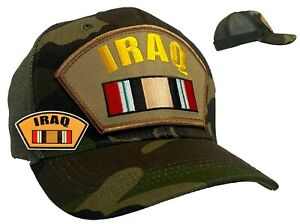 Iraq Veteran Mesh Back Trucker Hat Camo with FREE STICKER