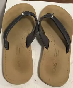 Toms Sandals Womens Size 7 Brown Open Toe Canvas Flip Flops - Picture 1 of 6
