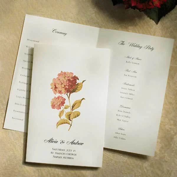 Programas de boda imprimibles hortensia marfil paquete de 50/ Foto 1 de 1