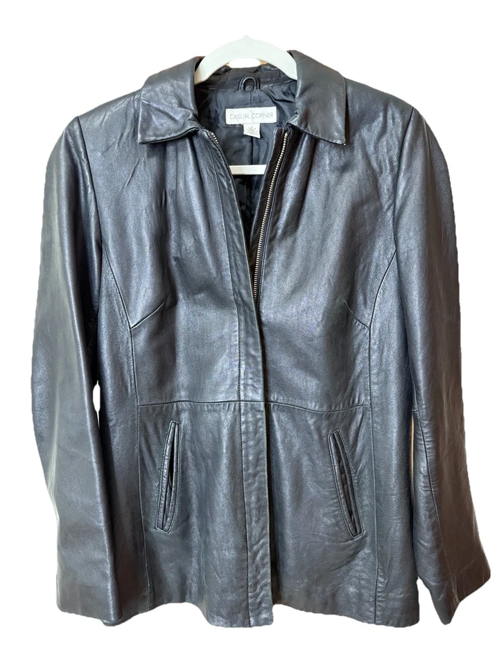 De Colección Informal Esquina Cuero Negro Mujer Talla S Chaqueta Edgy Gótico Neutro Cápsula Foto 1 de 4