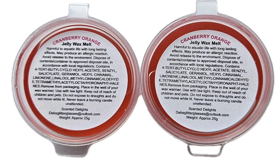 2x  Cranberry Orange - Gel Wax Melts - HIGHLY SCENTED - Jelly Wax Melts - Image 1 of 1