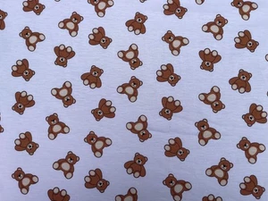 Abito in jersey di cotone viscosa stampa orsacchiotto bianco larghezza 150 cm - Foto 1 di 3